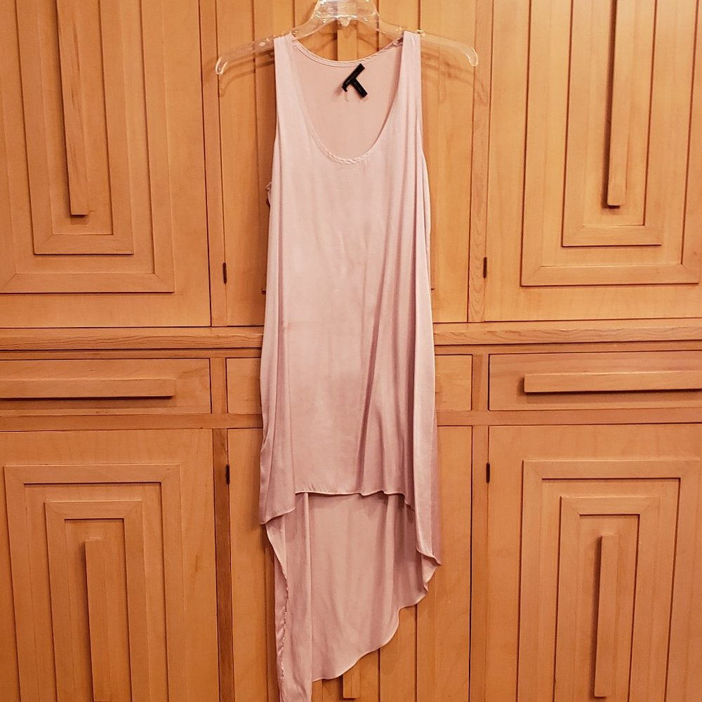 Asymmetrical BCBG pink/nude silk tank dress